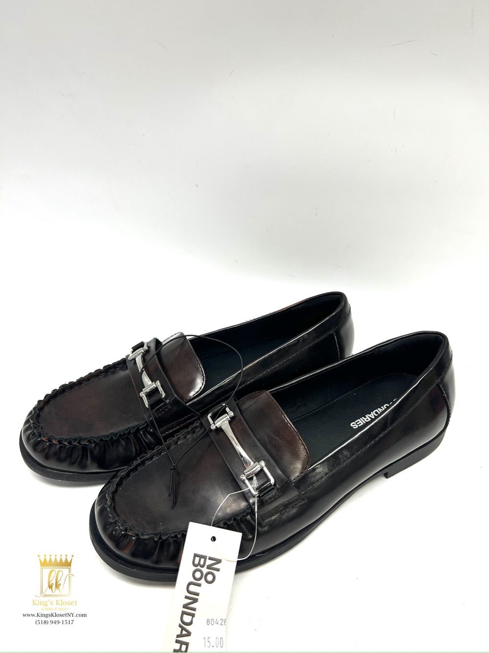 No Boundaries Womens Dark Brown Leather Slip-On Loafers